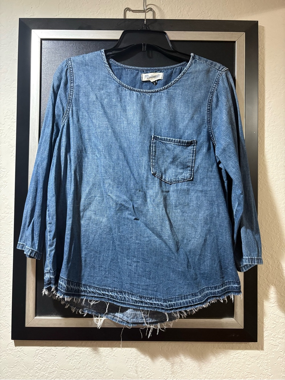 Madewell Blue Denim Raw-Hem Scoop Neck Tunic